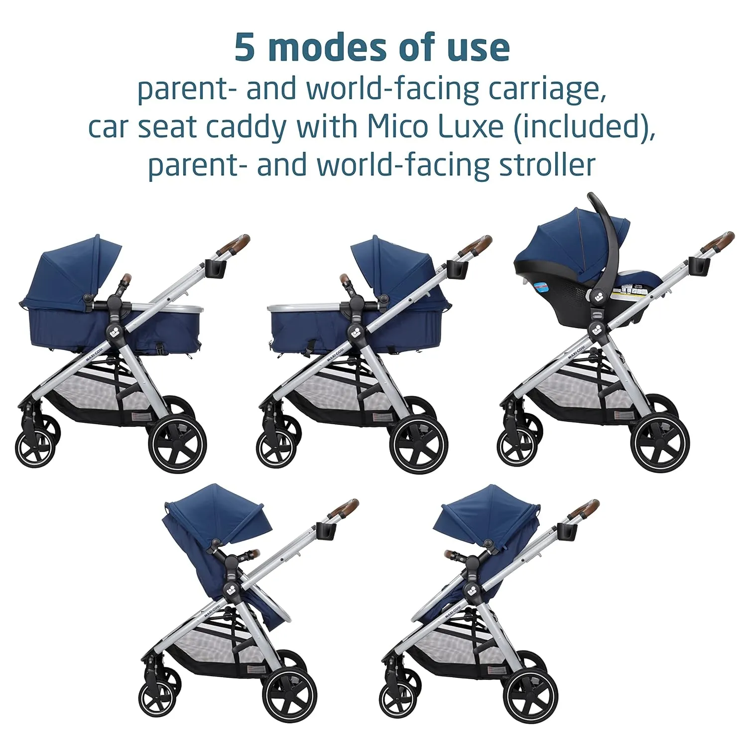 Maxi-Cosi Zelia2 Luxe 5-in-1 Modular Travel System with Mico Luxe