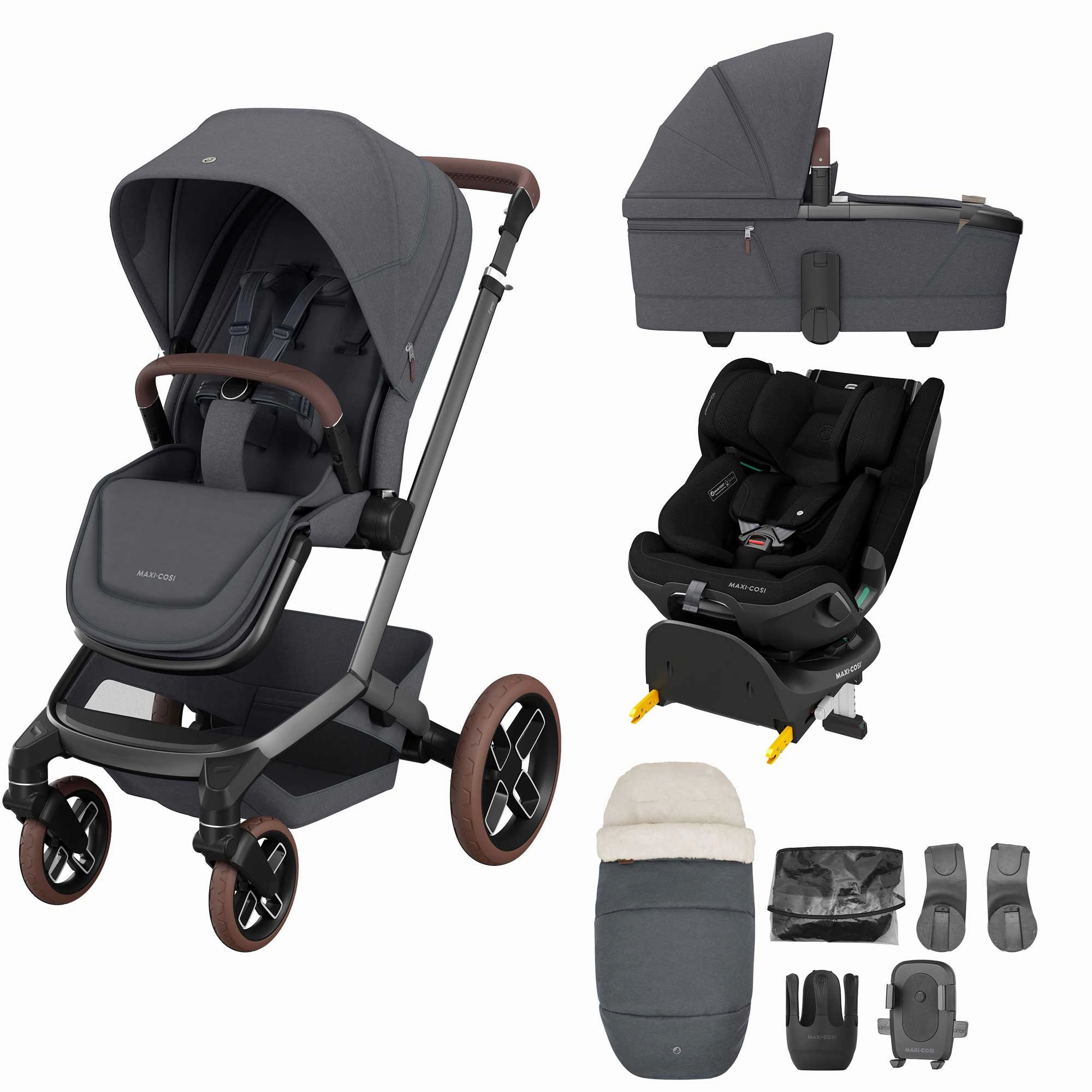 Maxi-Cosi FAME 9 Piece Emerald 360 pro 2 Bundle in Twillic Graphite