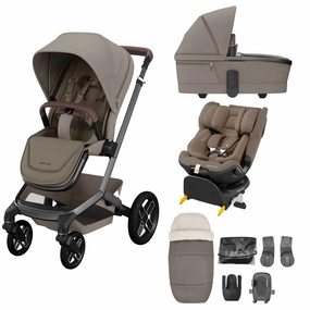 Maxi-Cosi FAME 9 Piece Emerald 360 pro 2 Bundle in Twillic Truffle (Black Wheels)