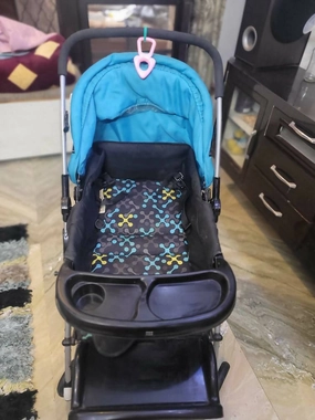 MEE MEE Baby Stroller/Pram with Rocker and 3 Seating Positions, Blue/Black, (MM-29 PRAM (Blue))