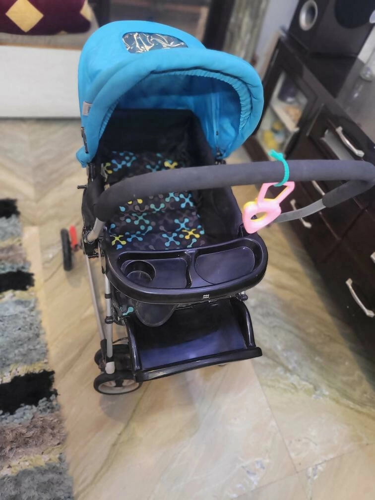 MEE MEE Baby Stroller/Pram with Rocker and 3 Seating Positions, Blue/Black, (MM-29 PRAM (Blue))
