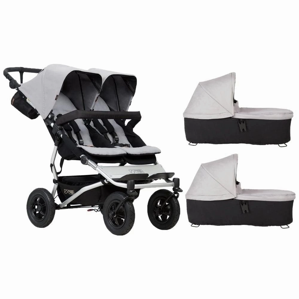 Mountain Buggy Duet with 2 X Carrycot Plus - Silver