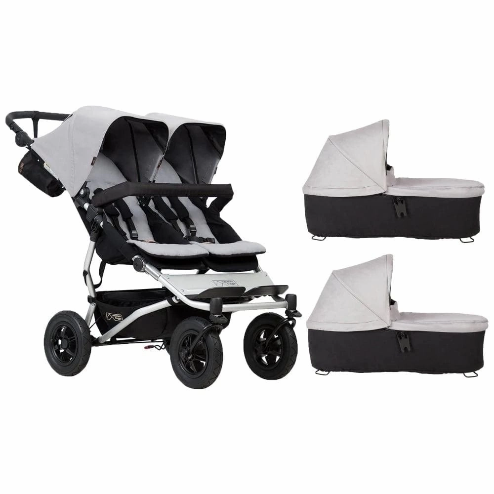 Mountain Buggy Duet with 2 X Carrycot Plus - Silver