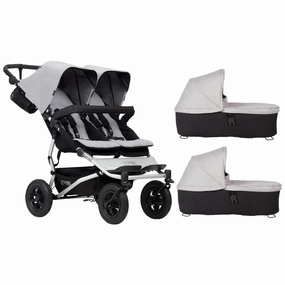 Mountain Buggy Duet with 2 X Carrycot Plus - Silver