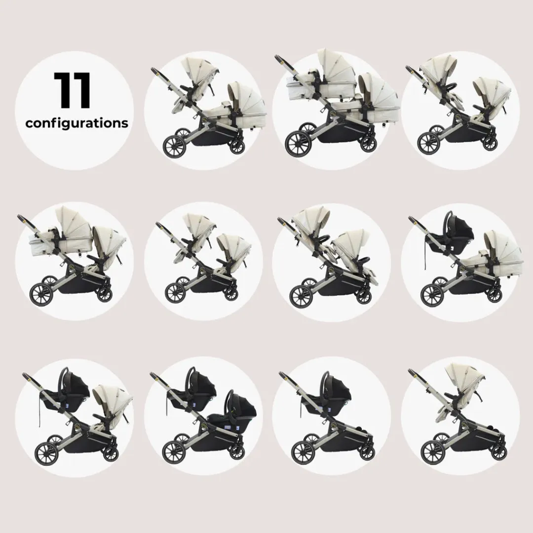My Babiie MB33 Tandem Pushchair with Infant Carrier & Base - Ivory
