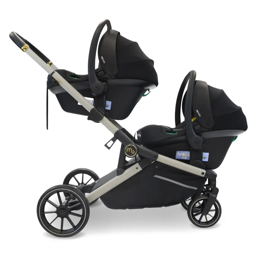 My Babiie MB33 Tandem Pushchair with Infant Carrier & Base - Ivory