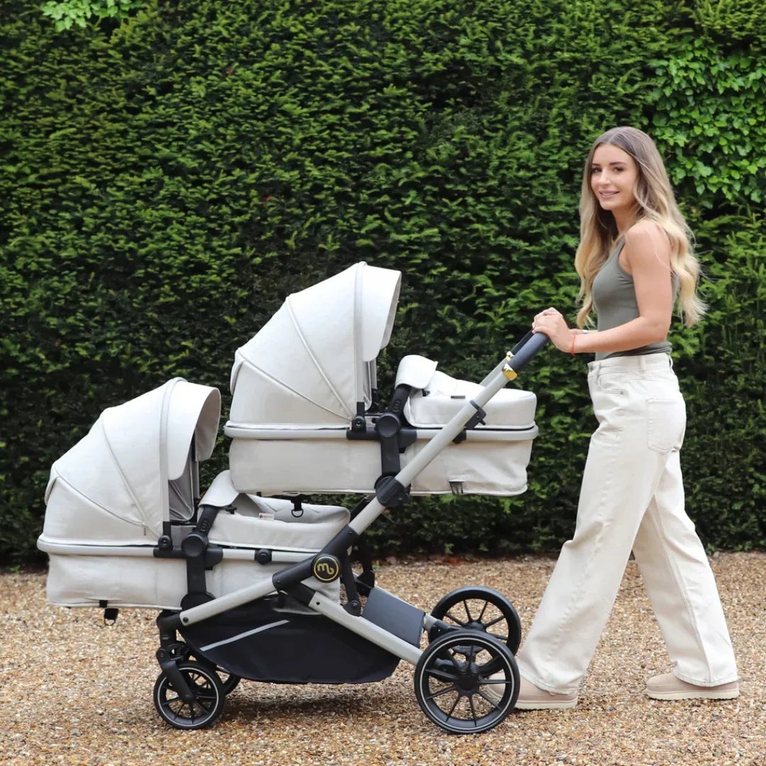 My Babiie MB33 Tandem Pushchair with Infant Carrier & Base - Ivory