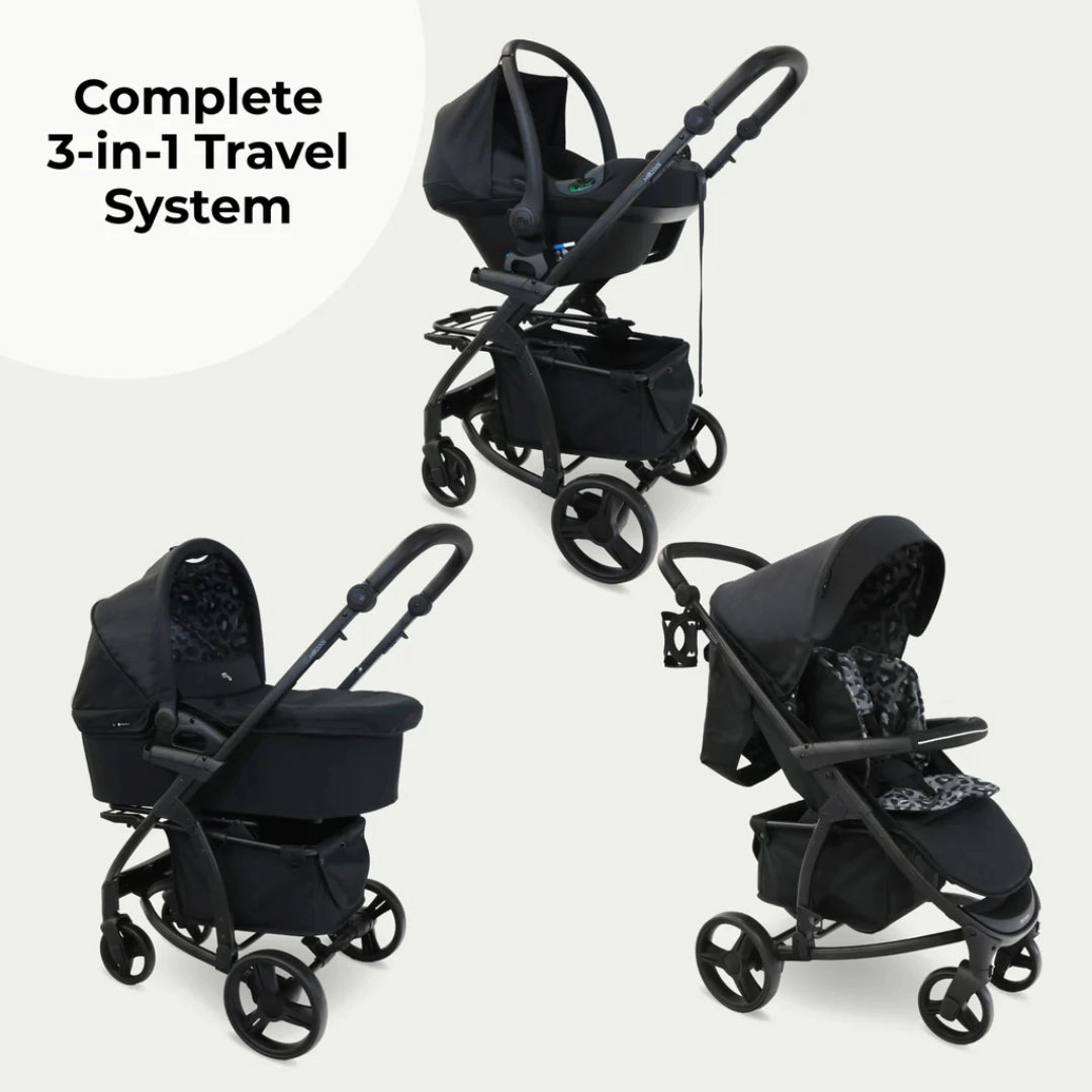 My Babiie MB200i 3-in-1 Travel System with i-Size Car Seat - Black Leopard