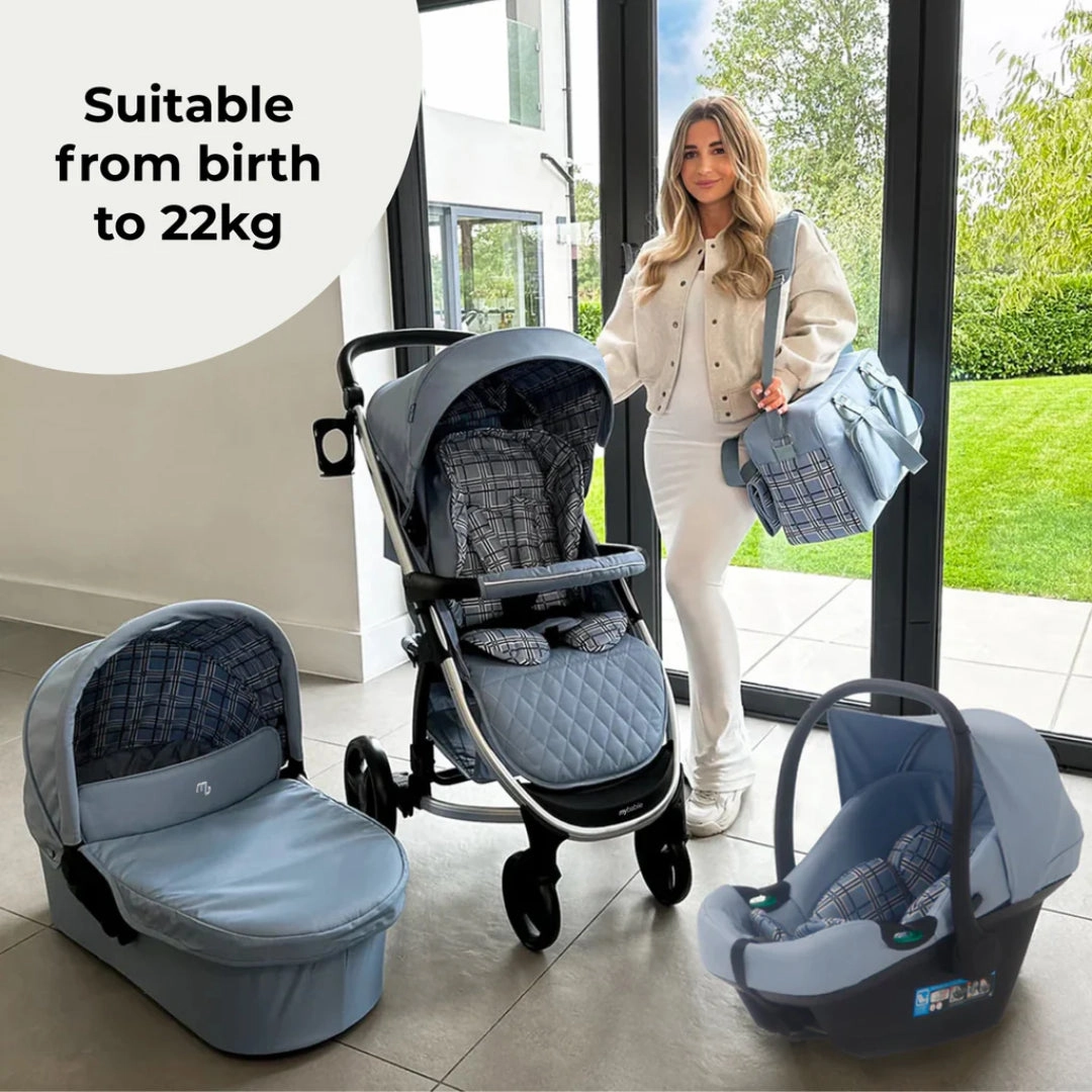 My Babiie MB200i 3-in-1 Travel System with i-Size Car Seat - Blue Plaid