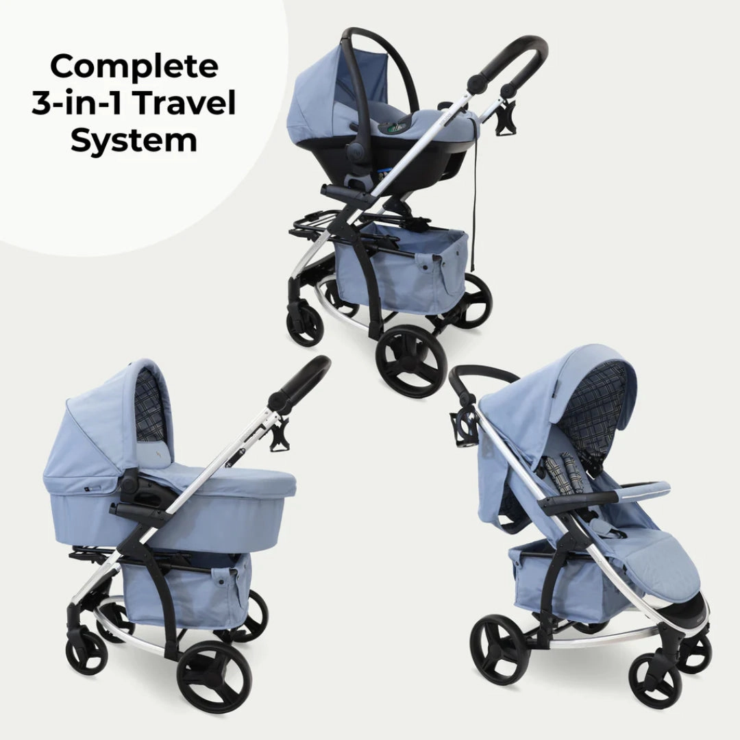 My Babiie MB200i 3-in-1 Travel System with i-Size Car Seat - Blue Plaid