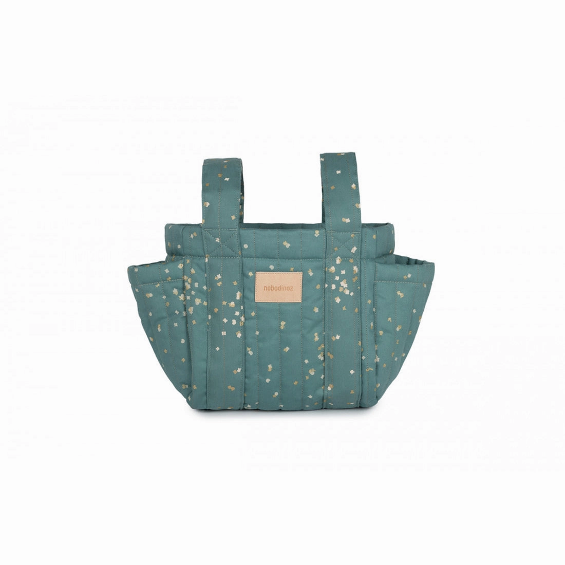 nobodinoz Hyde Park Stroller Organizer Gold Confetti/ Magic Green