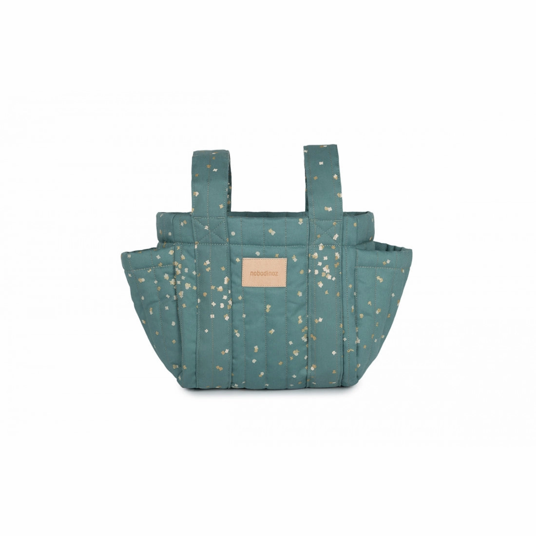 nobodinoz Hyde Park Stroller Organizer Gold Confetti/ Magic Green