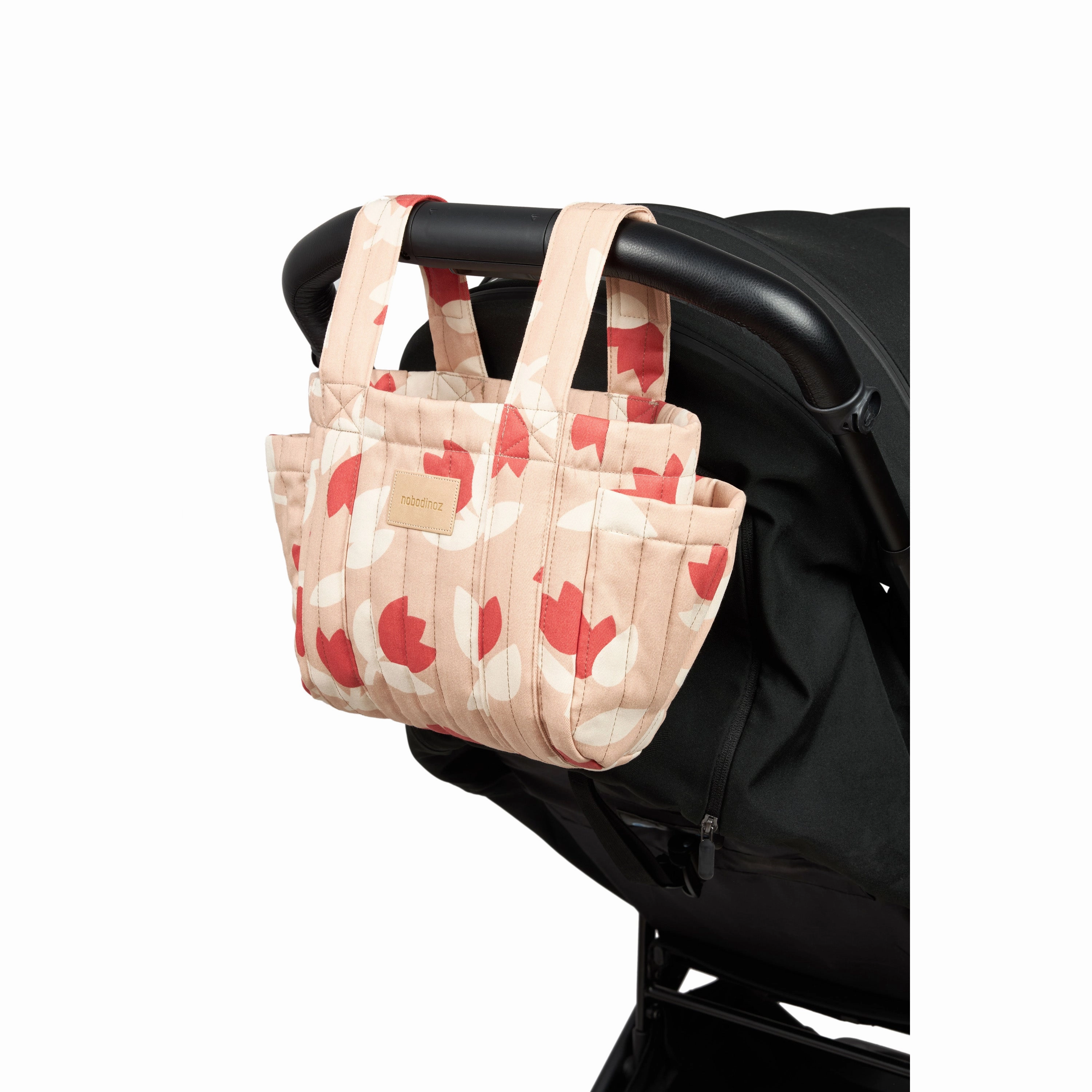 nobodinoz Hyde Park Stroller Organizer Red Tulips