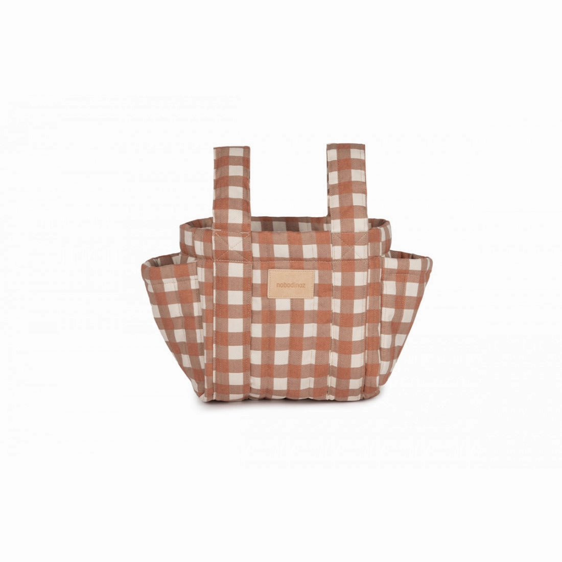 nobodinoz Hyde Park Stroller Organizer Terracotta Checks