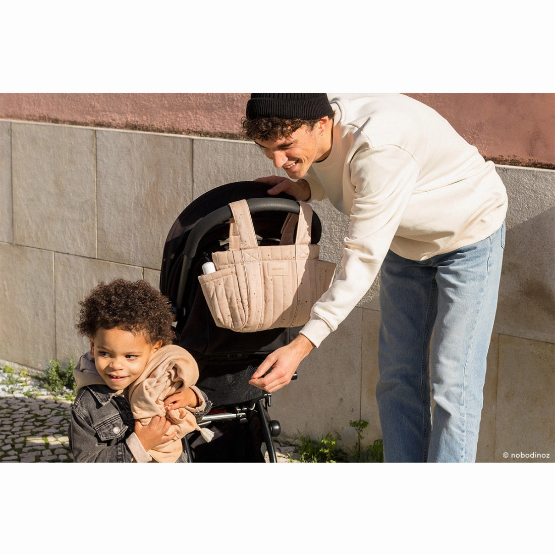 nobodinoz Hyde Park Stroller Organizer Willow Dune