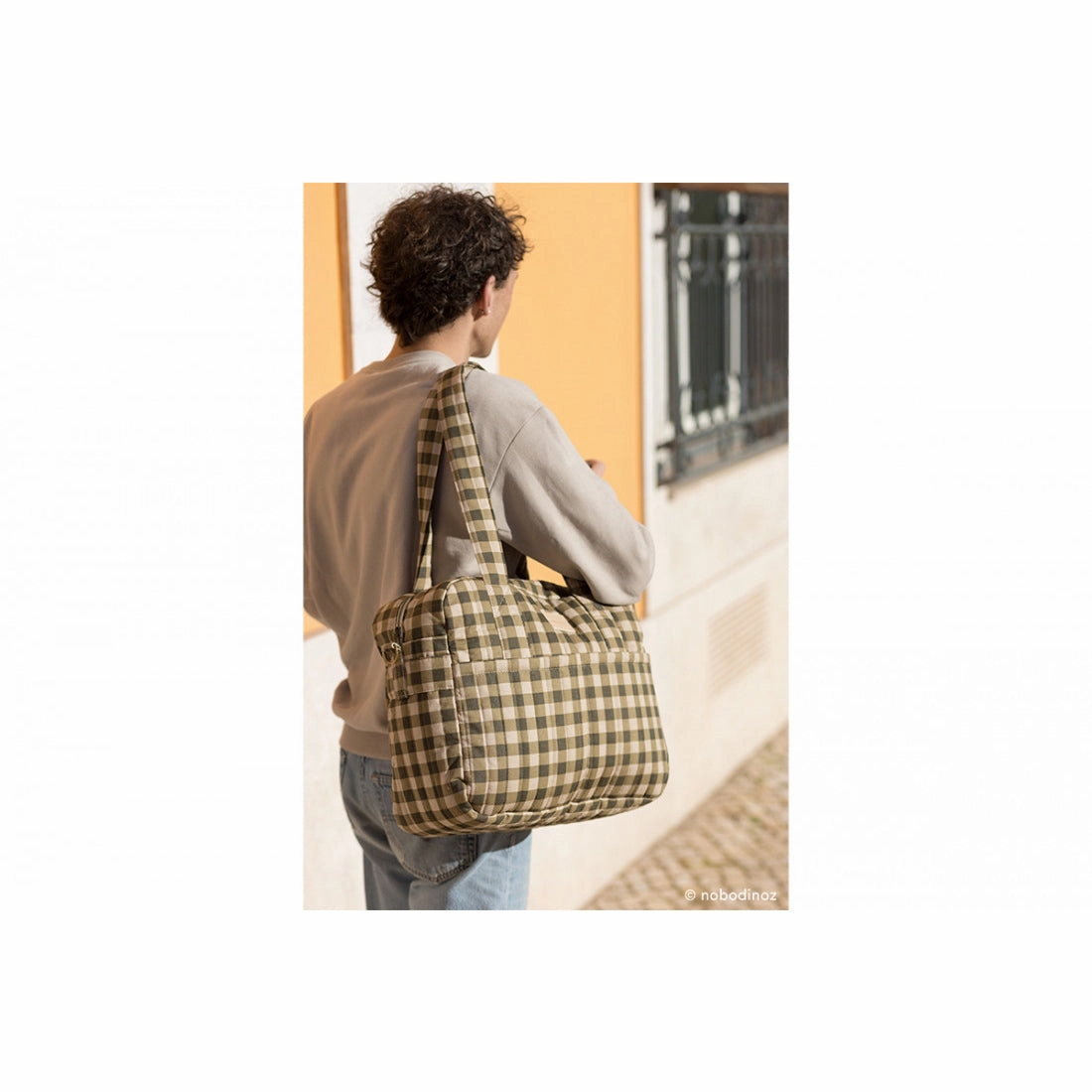 nobodinoz Hyde Park Waterproof Stroller Bag Green Checks