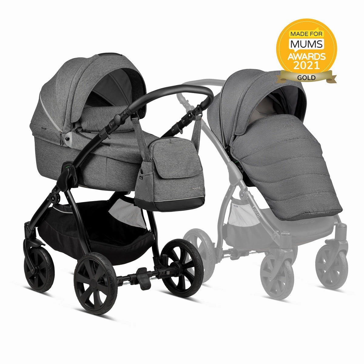 Noordi Fjordi V1 3in1 Essential Starter Travel & Nursery Bundle, Dark Grey