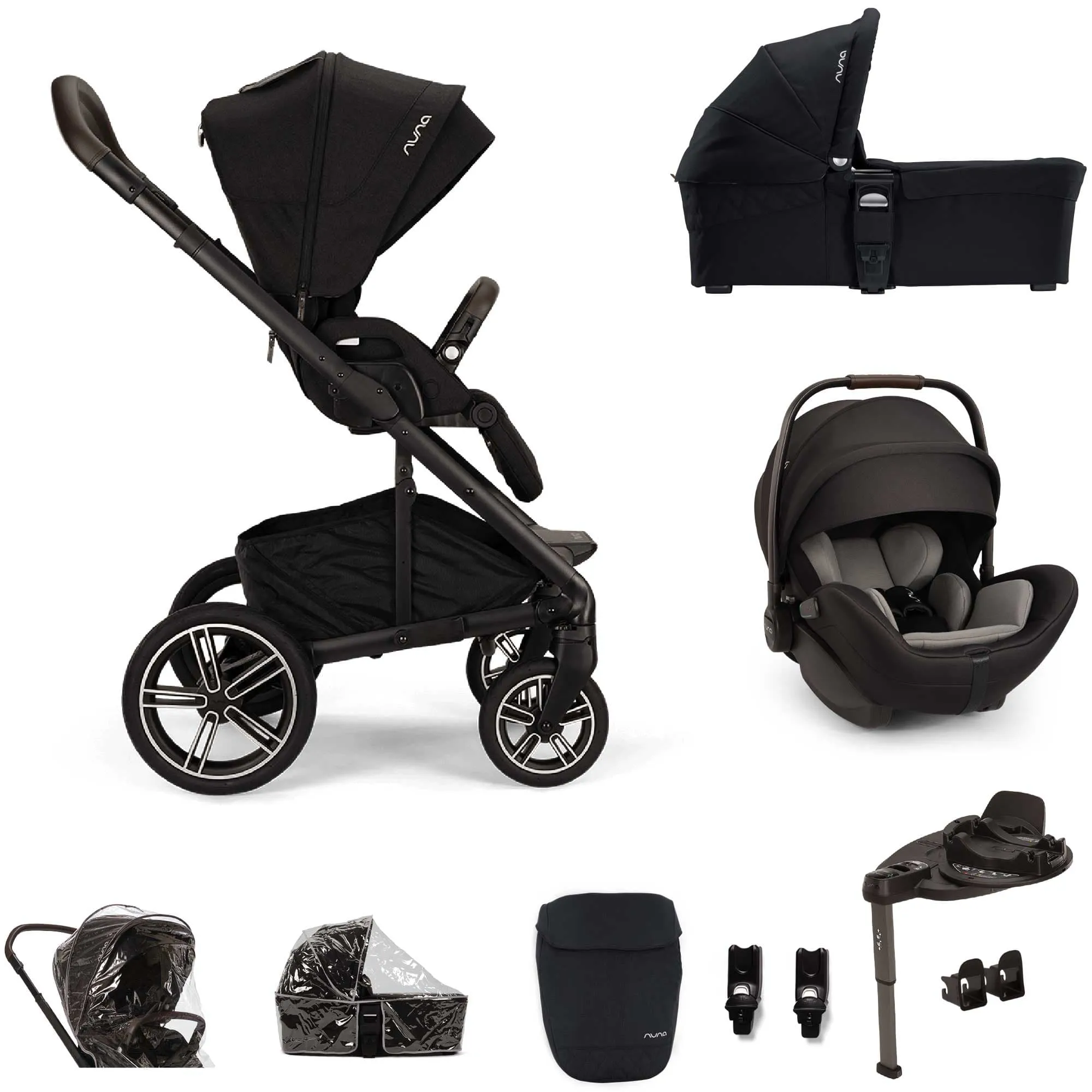 Nuna MIXX Next & ARRA Flex & BASE Curv Bundle - Caviar