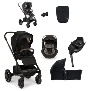 Nuna MIXX Next & ARRA Flex Travel System - Caviar (Chocolate Leatherette)