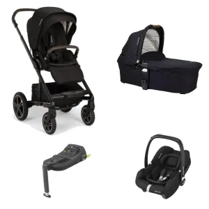 Nuna MIXX Next (Cabriofix i-Size) Travel System - Caviar (Chocolate & Tan Leatherette)