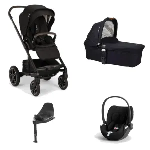 Nuna MIXX Next (Cloud T) Travel System - Caviar (Chocolate & Tan Leatherette)