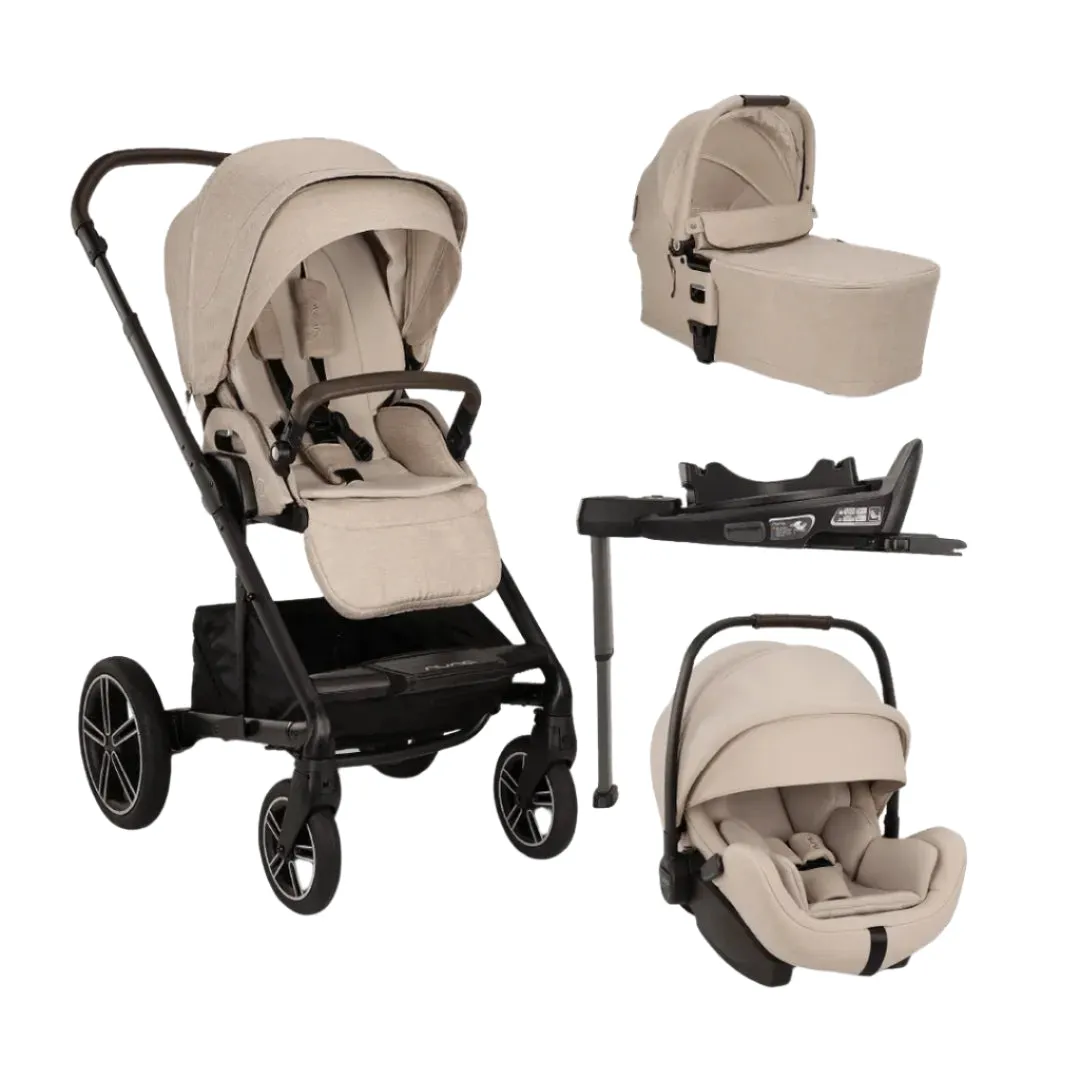 Nuna Mixx Next   Mixx Next Carry Cot   Arra Flex   Base Curv Travel System - Biscotti