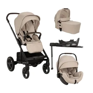 Nuna Mixx Next   Mixx Next Carry Cot   Arra Flex   Base Curv Travel System - Biscotti