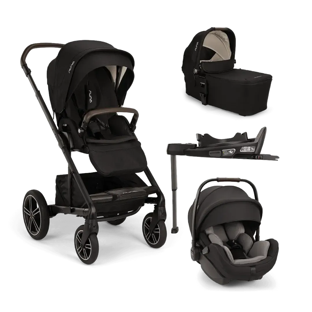 Nuna Mixx Next   Mixx Next Carry Cot   Arra Flex   Base Curv Travel System - Caviar