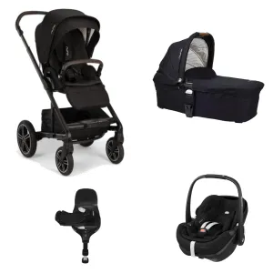 Nuna MIXX Next (Pebble 360 PRO2) Travel System - Caviar (Chocolate & Tan Leatherette)