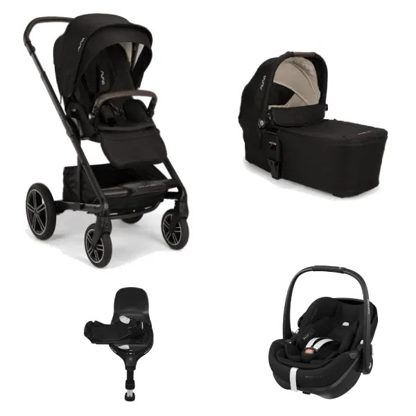 Nuna MIXX Next (Pebble 360 PRO2) Travel System - Caviar (Chocolate Leatherette)