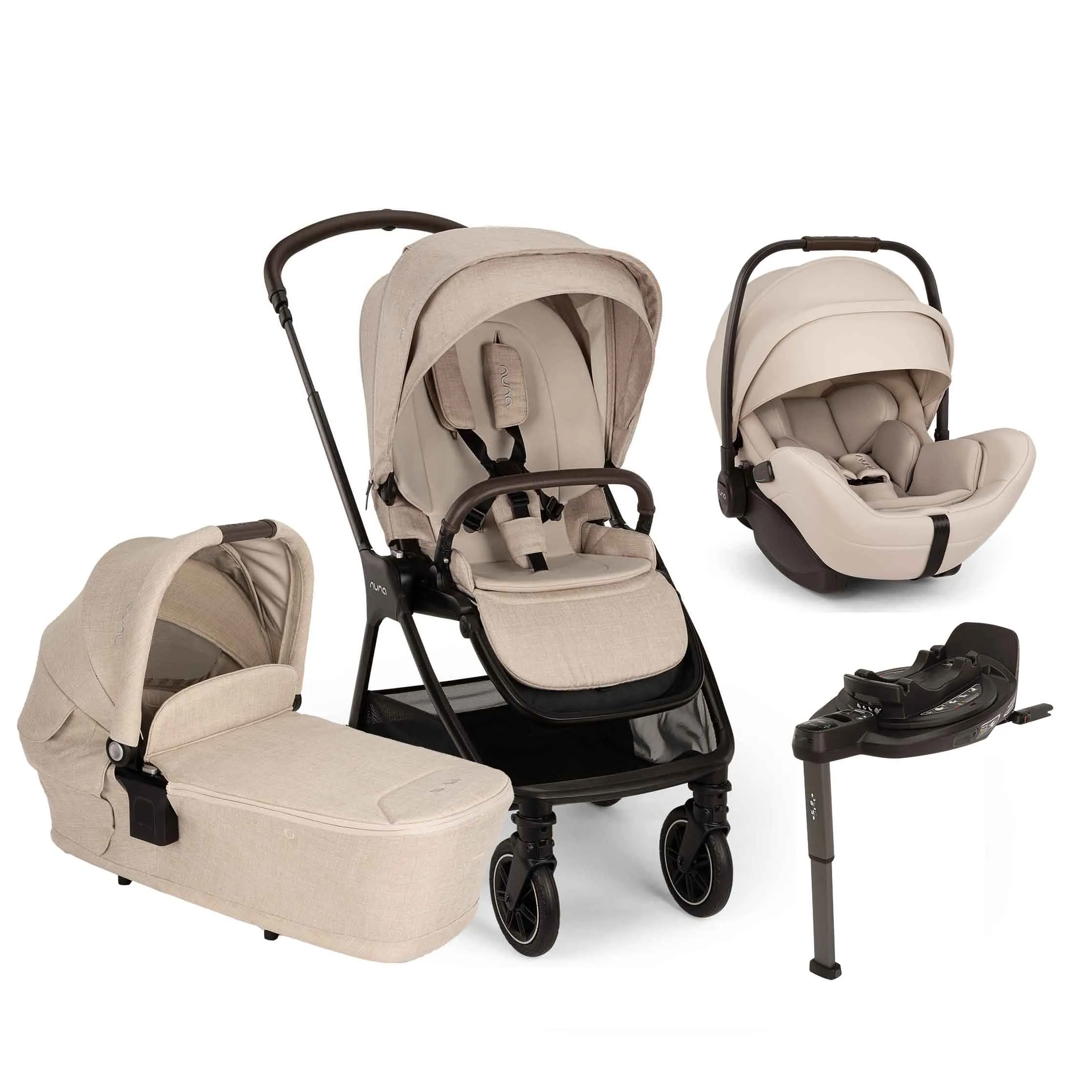 Nuna TRIV Next & ARRA Flex & BASE Curv Bundle - Biscotti