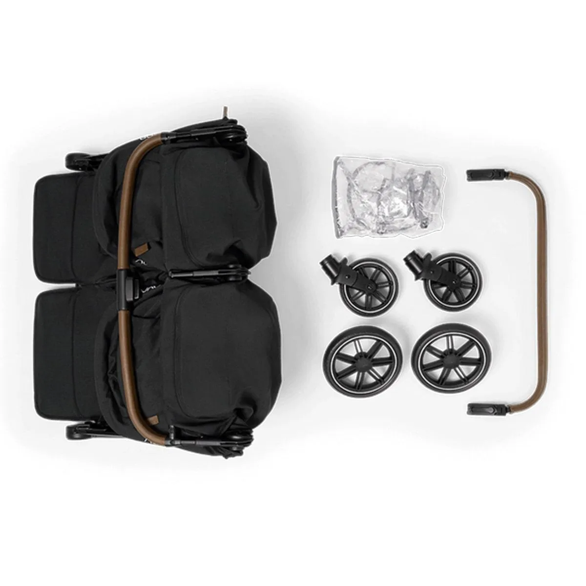 Nuna TRVL Dubl Baby Double Stroller - Caviar