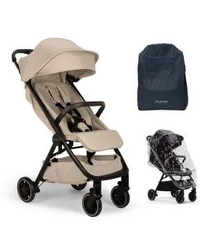 Nuna TRVL Pushchair with Travel Bag & Rain Cover - Biscotti