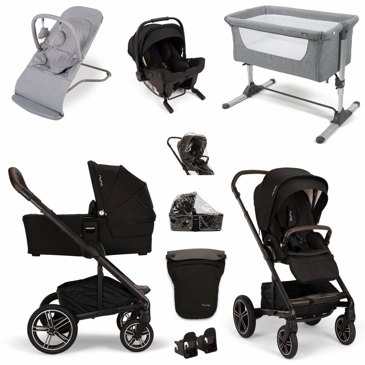 Nuna Mixx Essential Travel & Nursery Bundle, Caviar