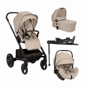 Nuna Mixx Next   Mixx Next Carry Cot   Arra Flex   Base Curv Travel System - Biscotti