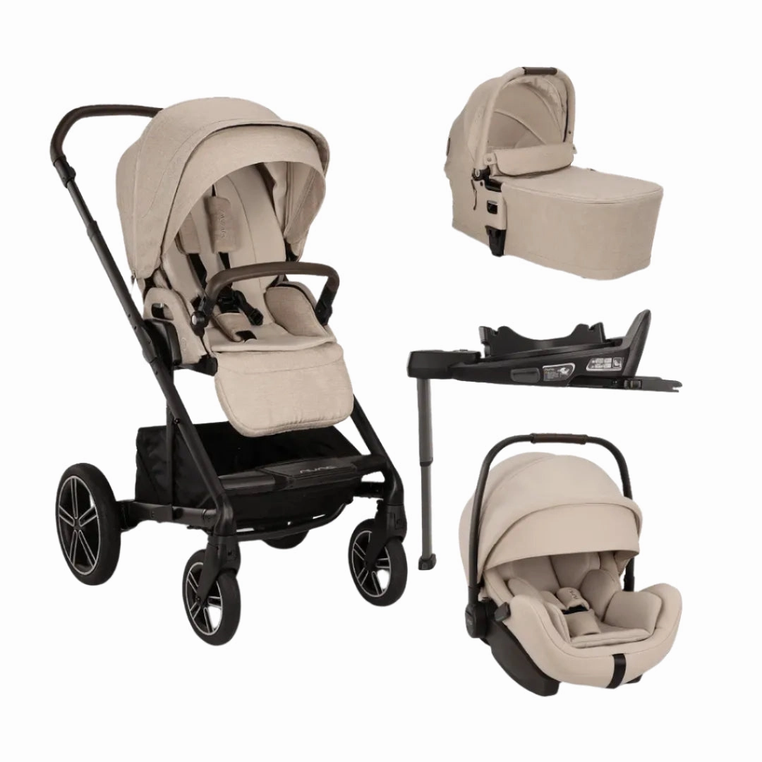 Nuna Mixx Next   Mixx Next Carry Cot   Arra Flex   Base Curv Travel System - Biscotti