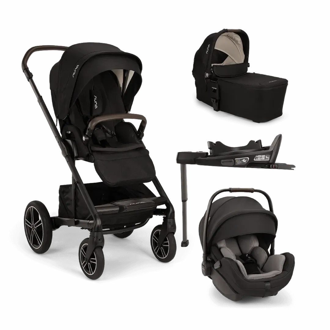 Nuna Mixx Next   Mixx Next Carry Cot   Arra Flex   Base Curv Travel System - Caviar
