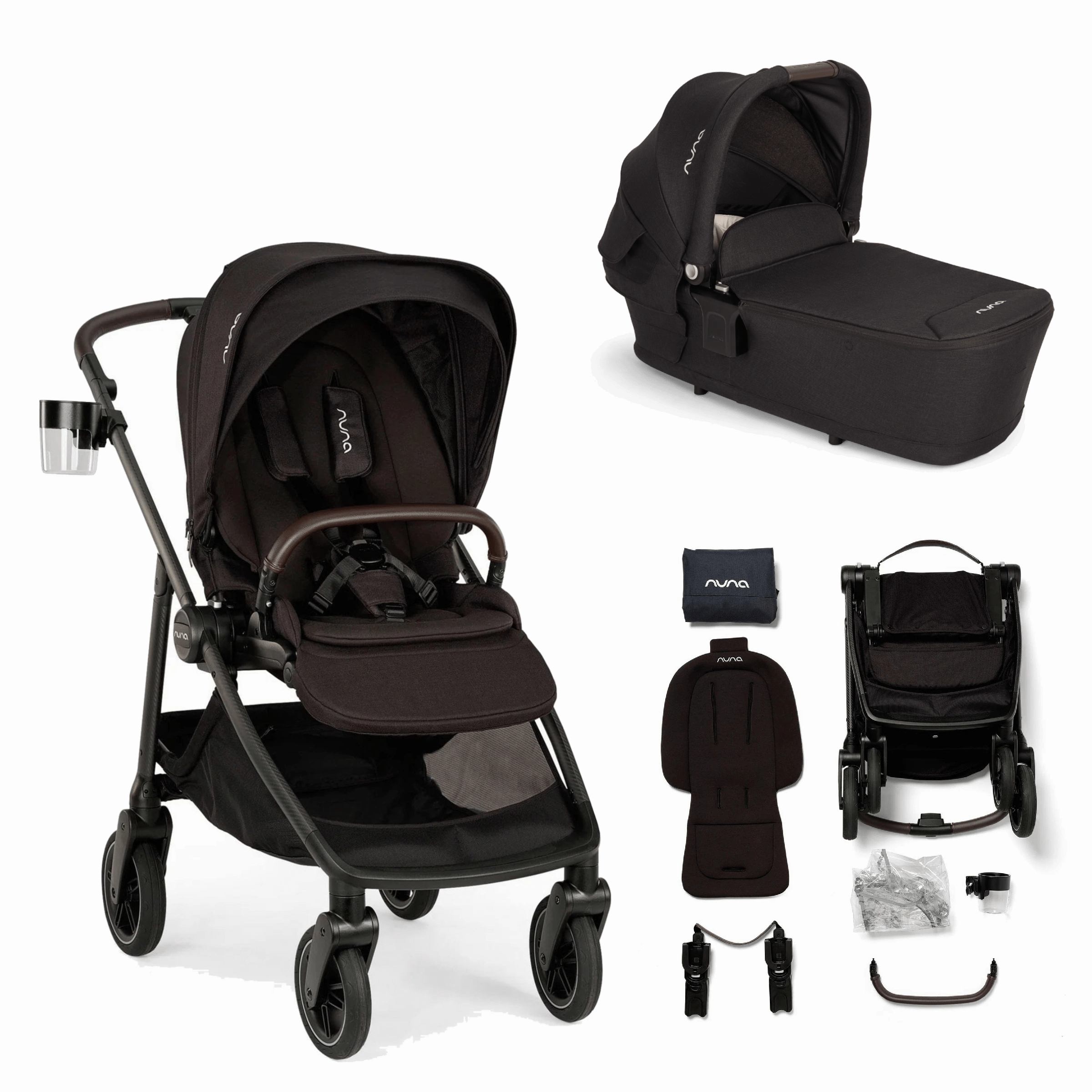 Nuna Swiv Stroller & Carrycot - Caviar