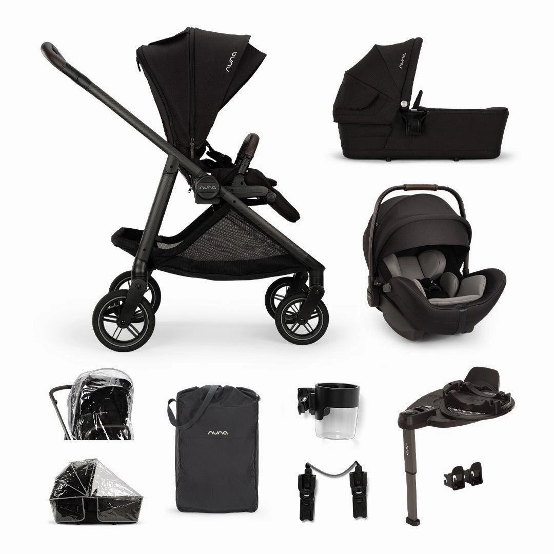 Nuna SWIV Stroller with ARRA Flex & Base Curv Travel System Bundle - Caviar