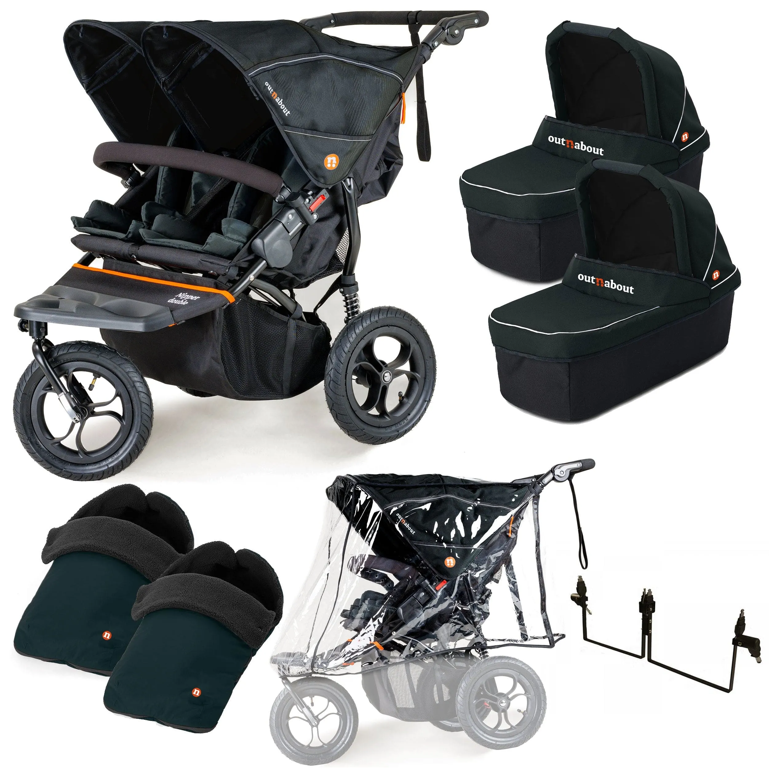Out n About Nipper Double Twin Essentials Kit in Forest Black