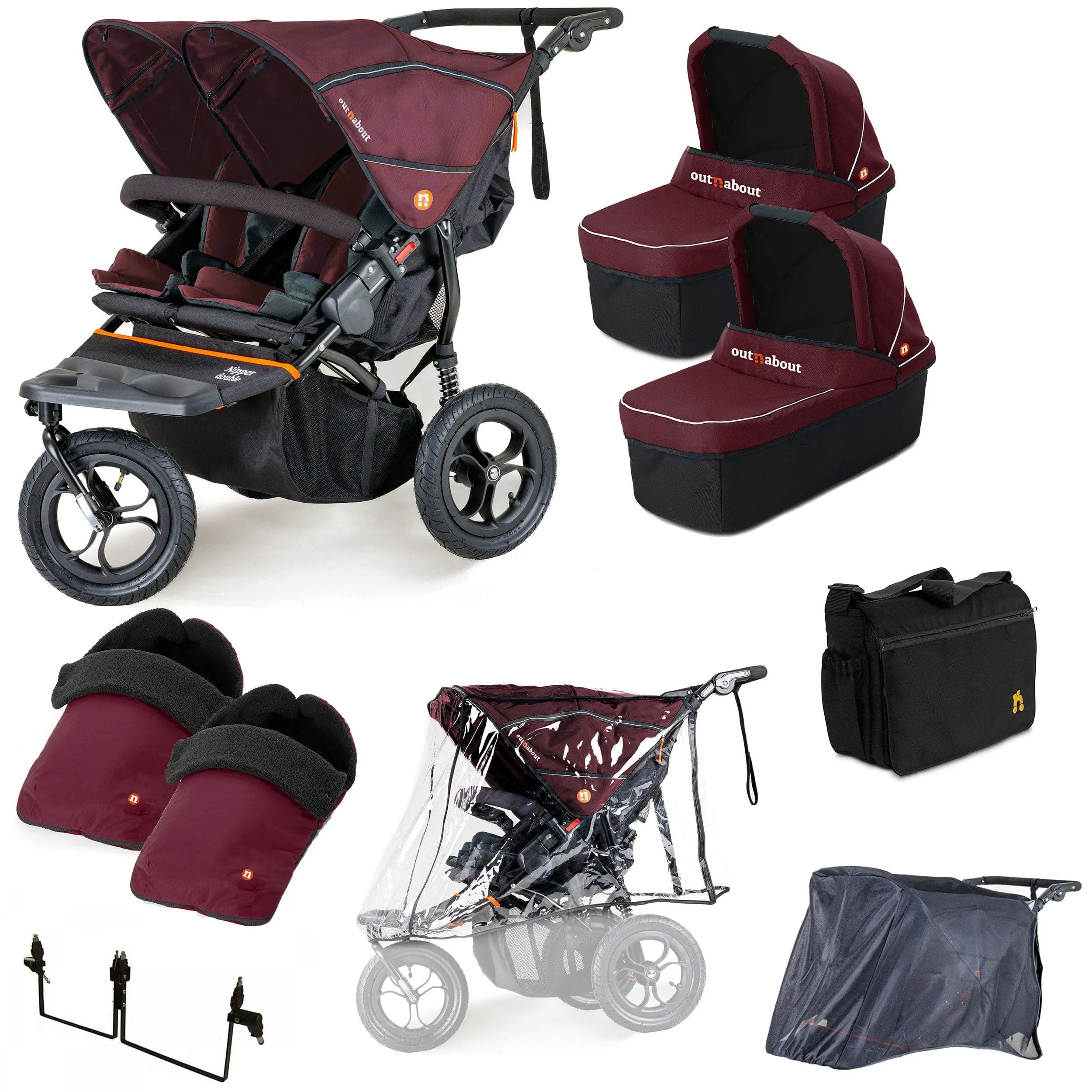 Out n About Nipper Double Twin Ultimate Kit in Brambleberry Red