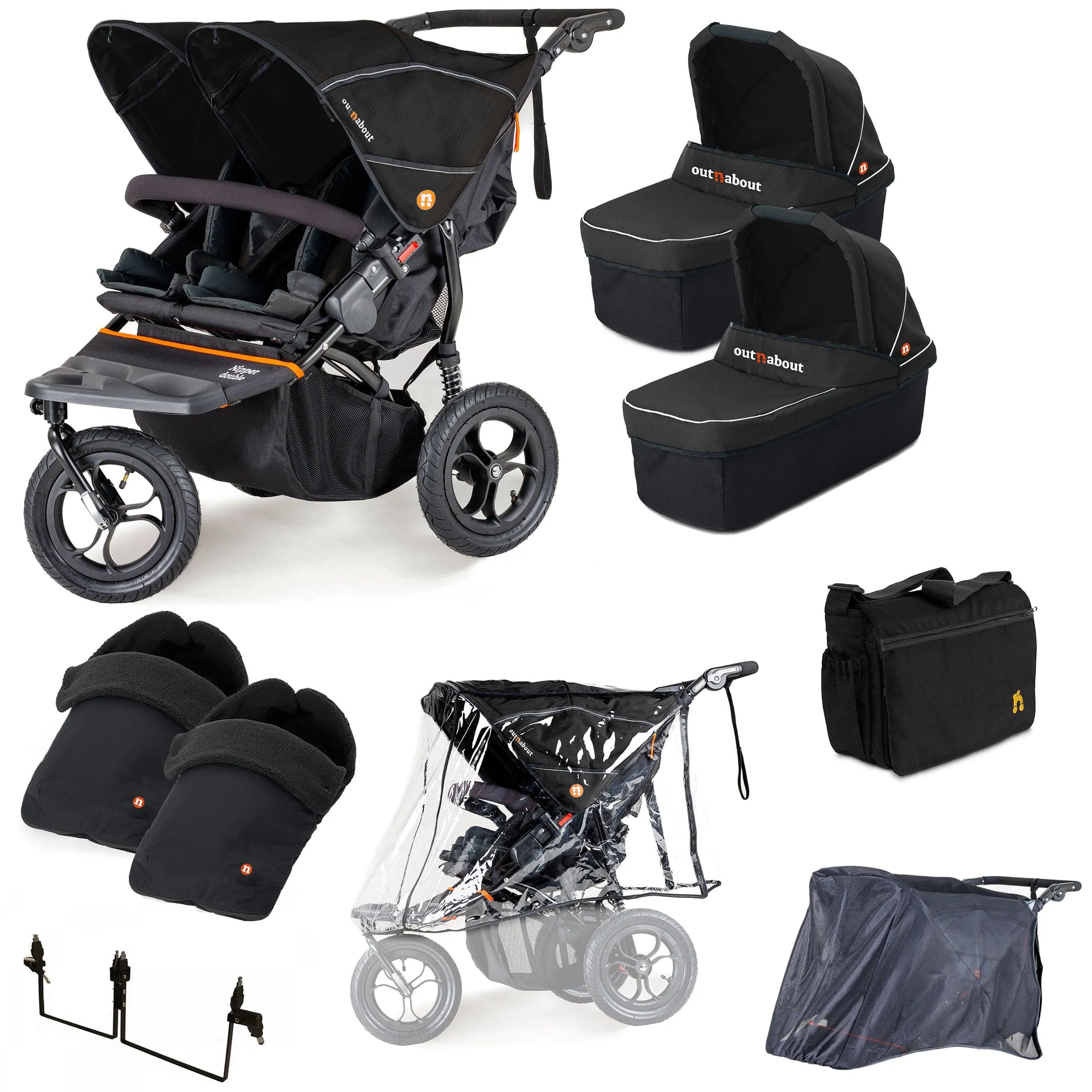Out n About Nipper Double Twin Ultimate Kit in Summit Black
