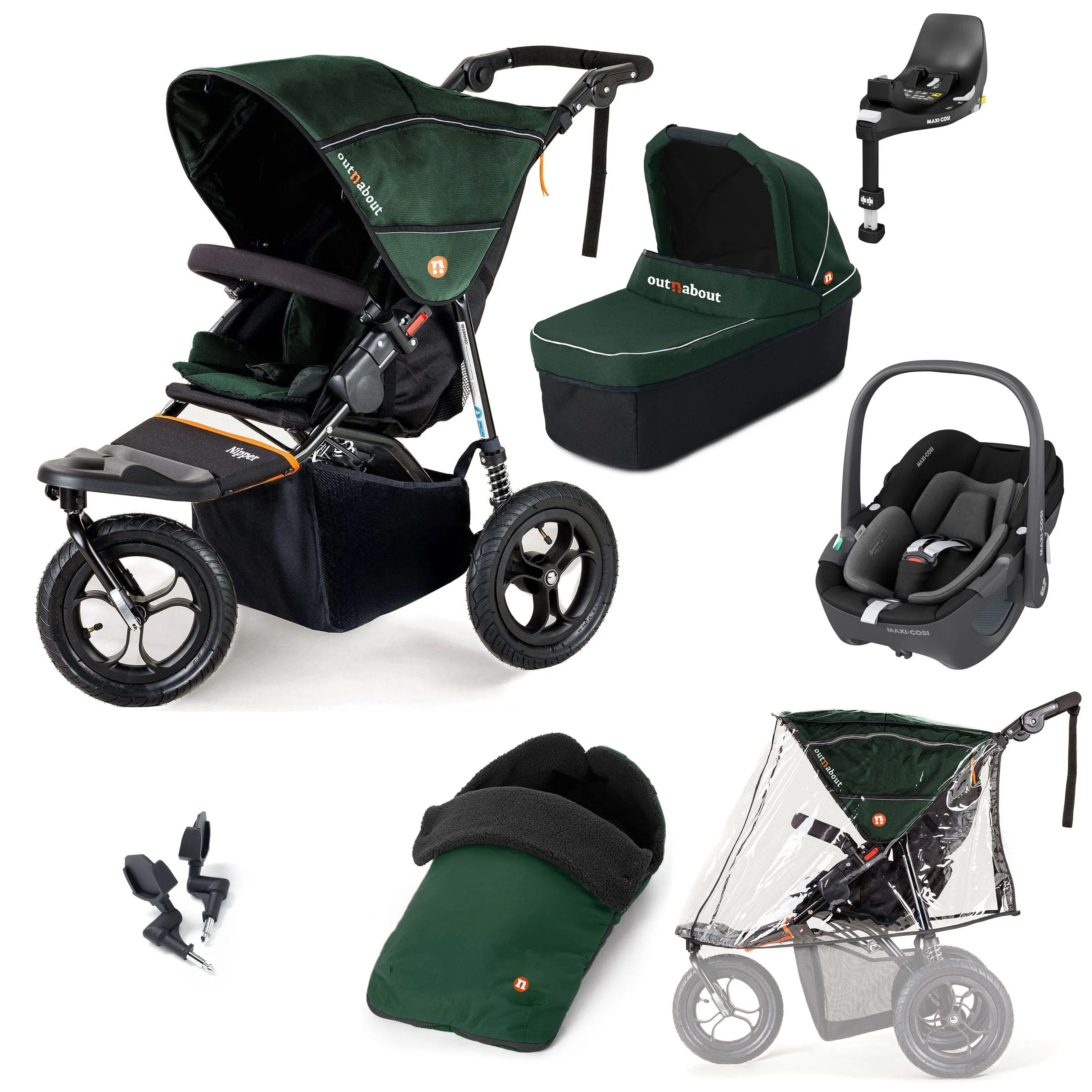 Out n About Nipper Single Maxi-Cosi Essential Kit in Sycamore Green