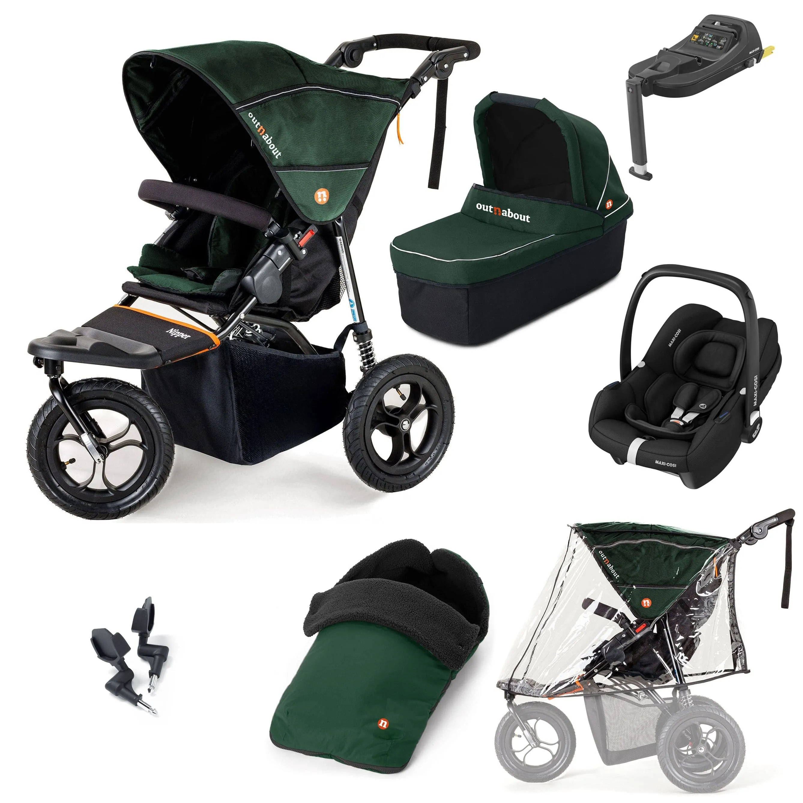 Out n About Nipper Single Maxi-Cosi Essential Kit in Sycamore Green