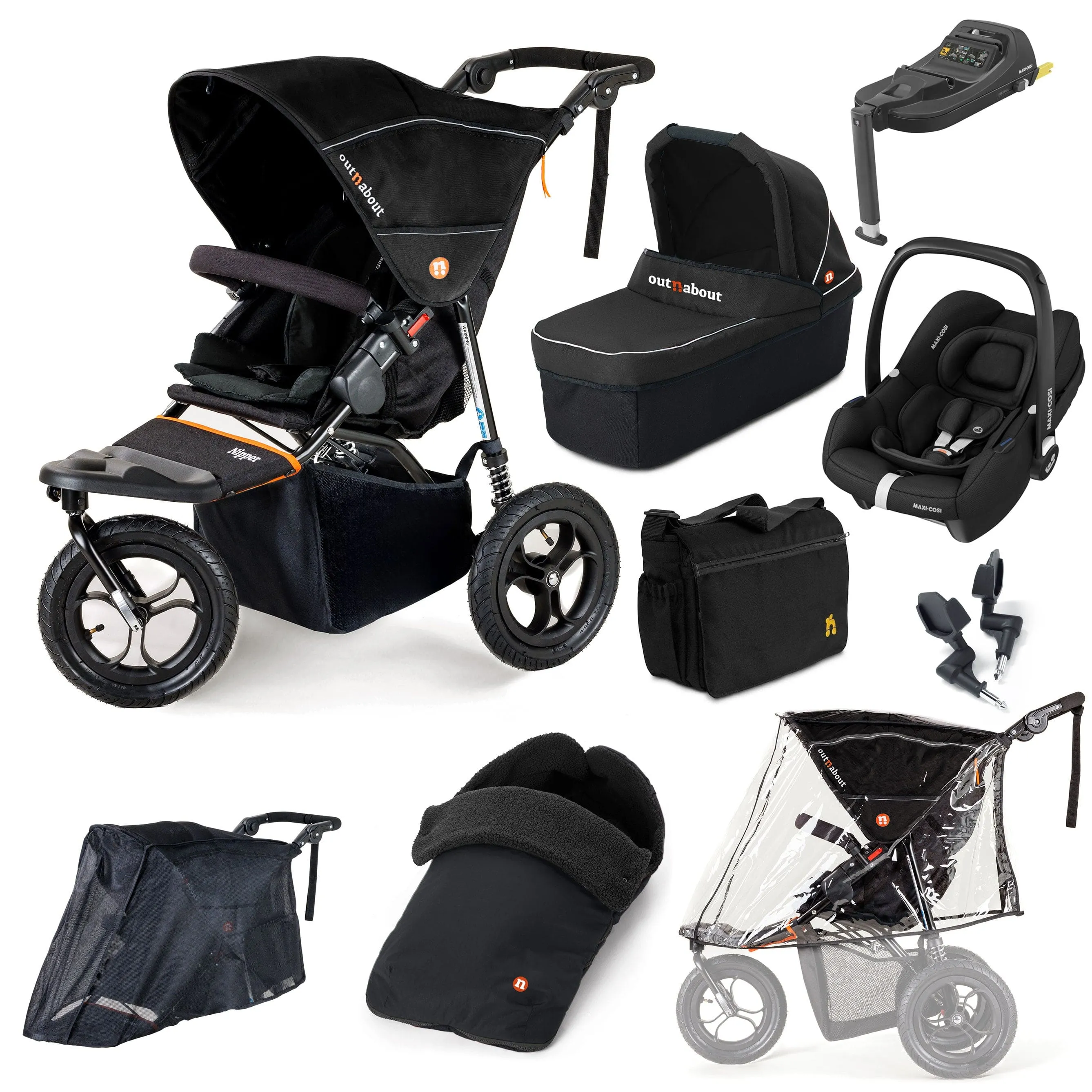 Out n About Nipper Single Maxi-Cosi Ultimate Kit in Summit Black