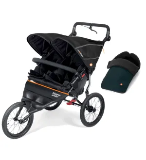 Out n About Nipper Sport V5 Double Pushchair with Footmuff - Summit Black