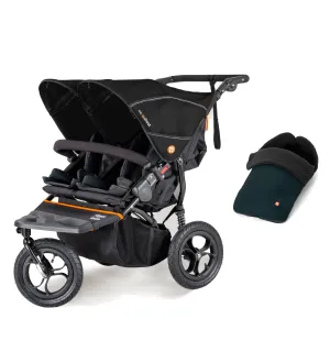 Out n About Nipper V5 Double Pushchair with Footmuff - Summit Black