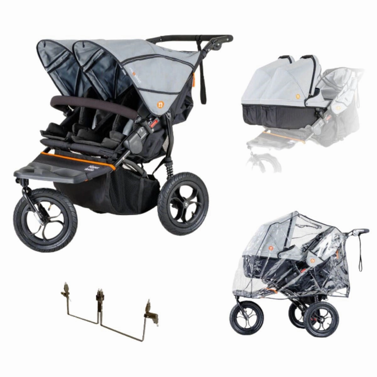 Out 'n' About Nipper Double Twin Starter Bundle, Rocksalt Grey