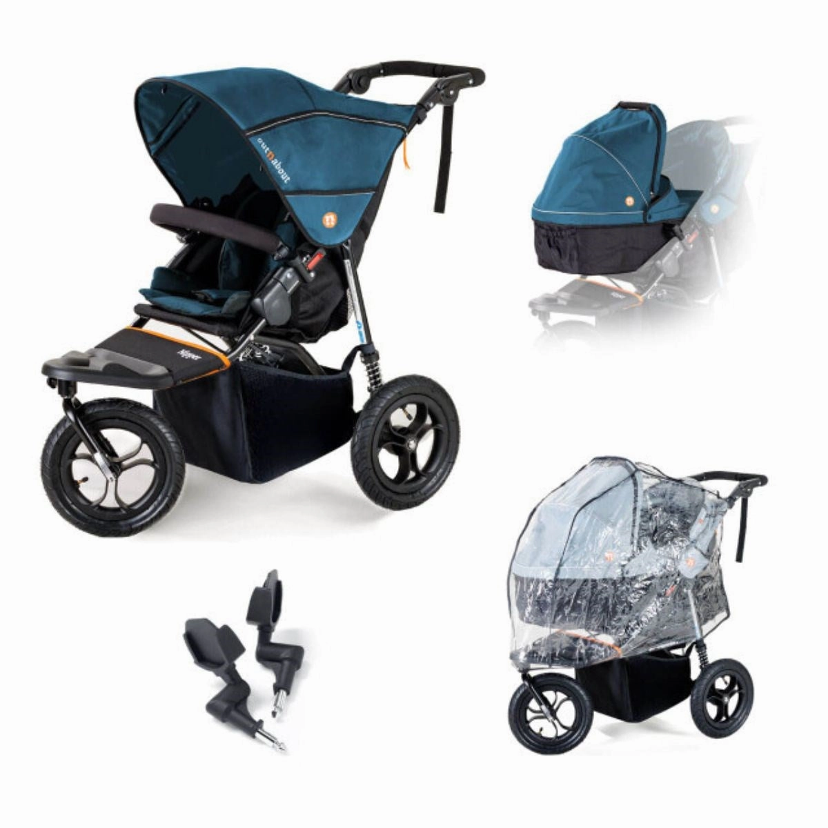 Out 'n' About Nipper Single, New Parent Starter Bundle, Highland Blue