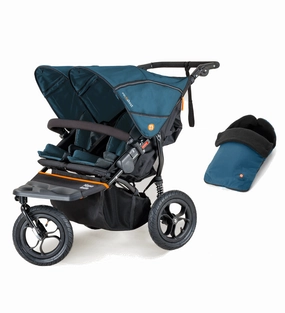 Out n About Nipper V5 Double Pushchair with Footmuff - Highland Blue
